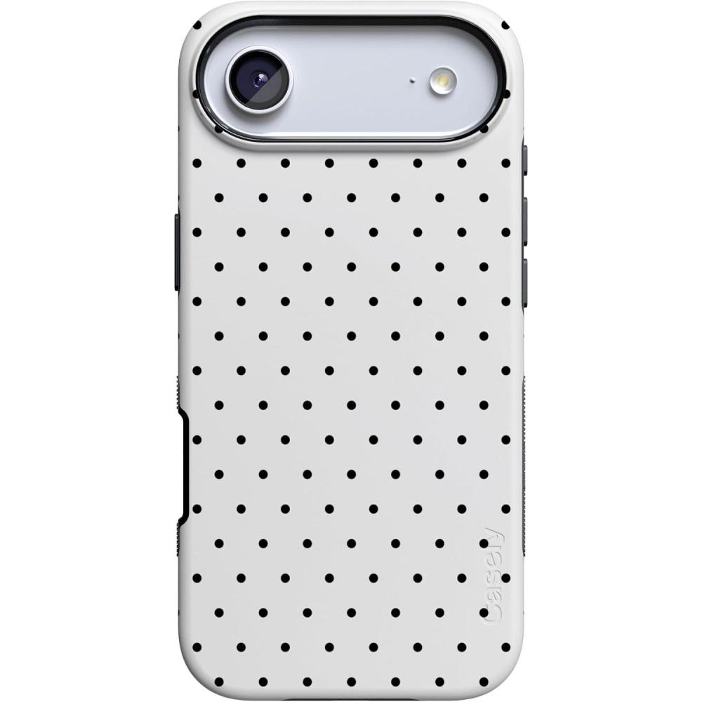 imageCasely iPhone 17 Air Case  Taupe on Nude  Compatible with MagSafe  Bold Protective DesignOn the Dot  White Polka Dot