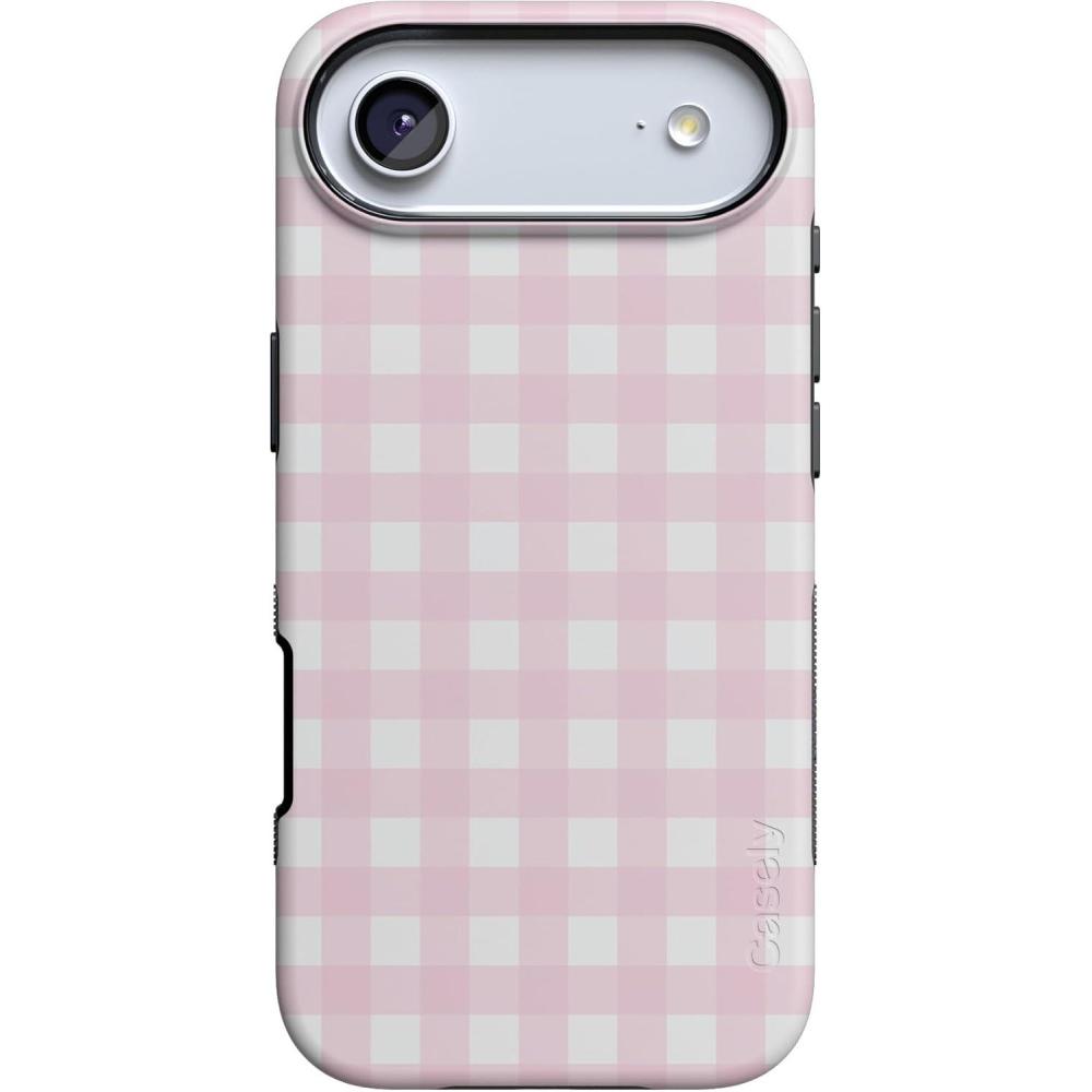imageCasely iPhone 17 Air Case  Taupe on Nude  Compatible with MagSafe  Bold Protective DesignPink Plaid  Sunday Best