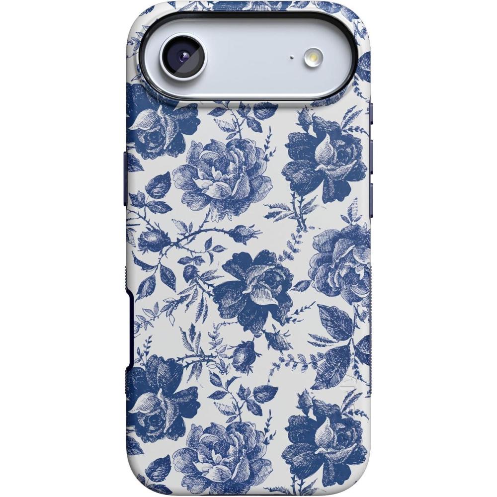 imageCasely iPhone 17 Air Case  Taupe on Nude  Compatible with MagSafe  Bold Protective DesignRose to Fame  Blue  White Rose Floral