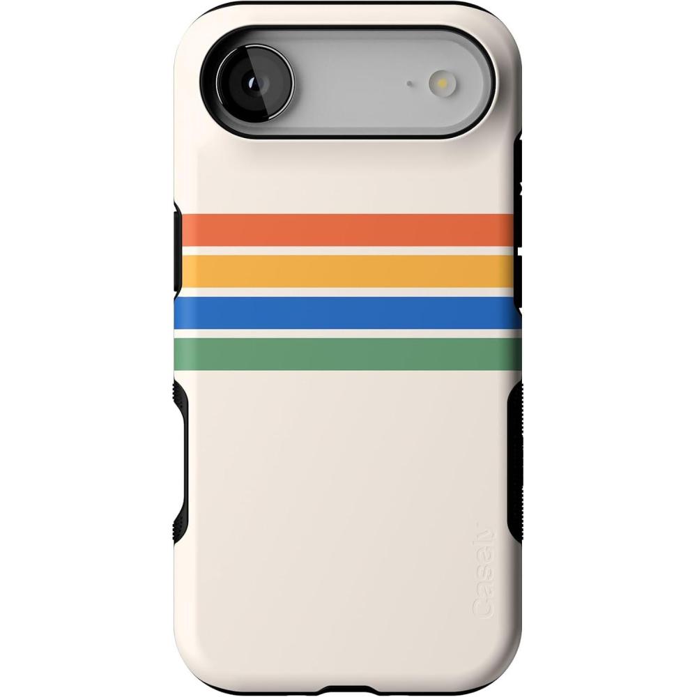 imageCasely iPhone 17 Air Case  Taupe on Nude  Compatible with MagSafe  Bold Protective DesignTotally Groovy  Rainbow Stripes Color Block