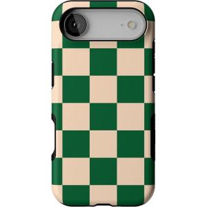 Casely iPhone 17 Air Case | Taupe on Nude | Compatible with MagSafe | Bold Protective Design(Fit Check | Green Checkerboard)