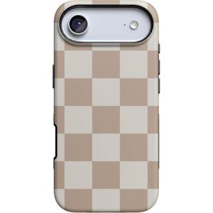 Casely iPhone 17 Air Case | Taupe on Nude | Compatible with MagSafe | Bold Protective Design(Fit Check | Neutral Checkerboard)