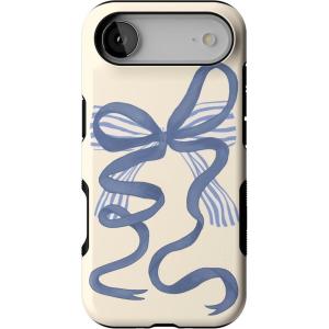 Casely iPhone 17 Air Case | Taupe on Nude | Compatible with MagSafe | Bold Protective Design(Heartstrings | Blue Bow)