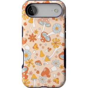 Casely iPhone 17 Air Case | Taupe on Nude | Compatible with MagSafe | Bold Protective Design(Mushroom Magic | Retro Floral)