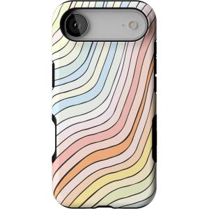 Casely iPhone 17 Air Case | Taupe on Nude | Compatible with MagSafe | Bold Protective Design(Ride The Wave | Pastel Rainbow Lined)