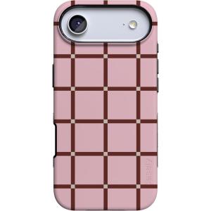Casely iPhone 17 Air Case | Taupe on Nude | Compatible with MagSafe | Bold Protective Design(Uptown Gridlock | Pink Checkerboard)