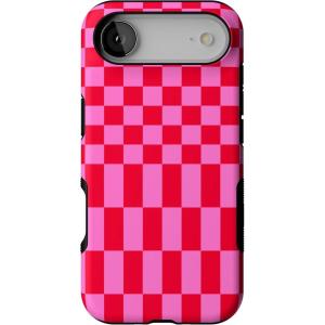 Casely iPhone 17 Air Case | Taupe on Nude | Compatible with MagSafe | Bold Protective Design(Vibe Check | Pink Checkerboard)