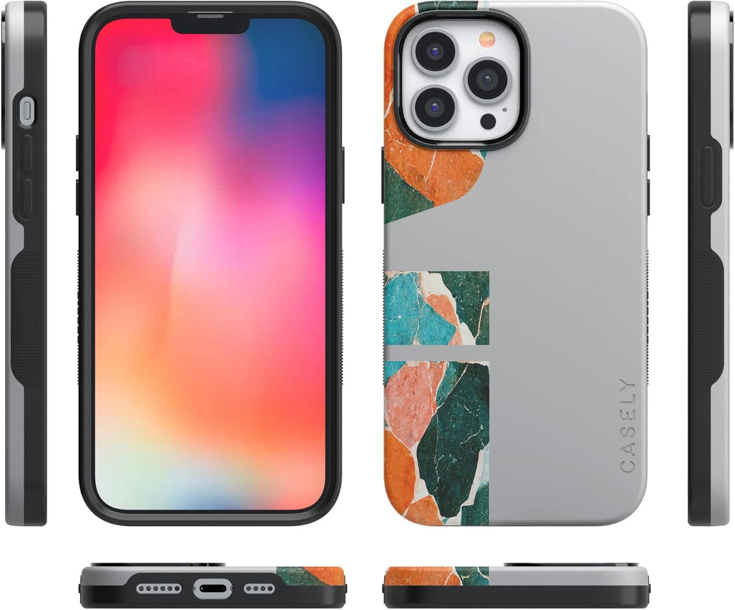 imageCasely iPhone 13 Pro Max Case Field of Flowers Pastel Floral Compatible with MagSafe Bold Protective DesignYes of Quartz Sculpted Marble