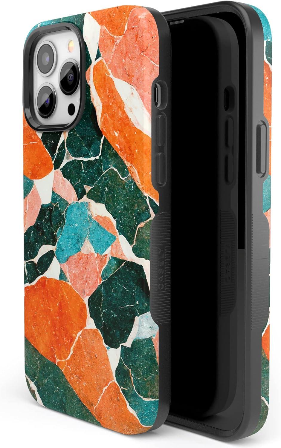 imageCasely iPhone 13 Pro Max Case Field of Flowers Pastel Floral Compatible with MagSafe Bold Protective DesignYes of Quartz Sculpted Marble