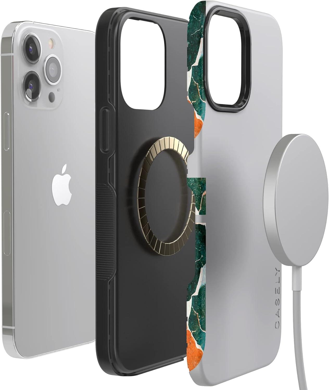 imageCasely iPhone 13 Pro Max Case Field of Flowers Pastel Floral Compatible with MagSafe Bold Protective DesignYes of Quartz Sculpted Marble