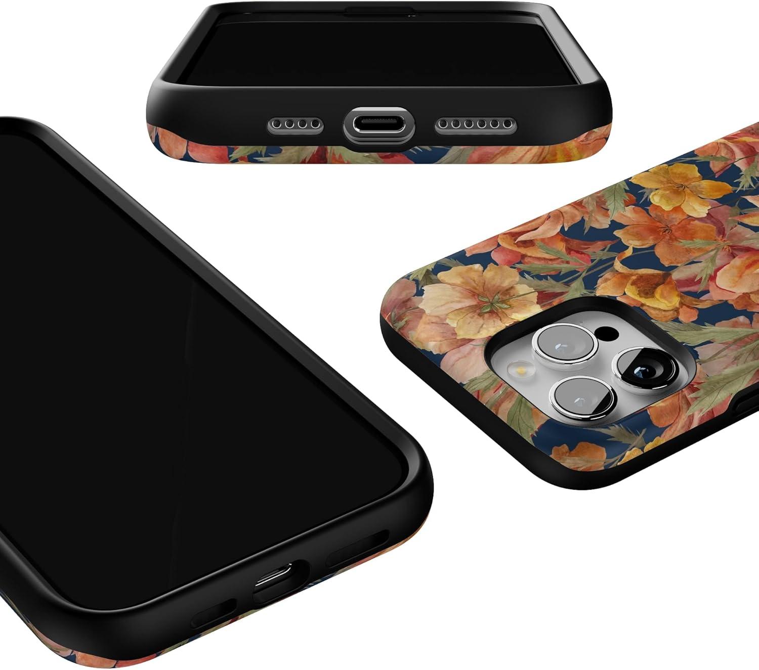 imageCasely iPhone 15 Pro Case Fallen Gold Antique Floral Compatible with MagSafe Bold Protective Design