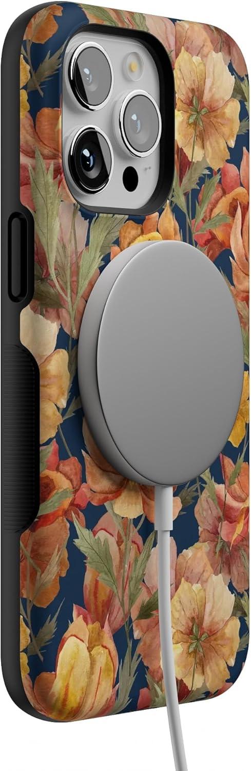 imageCasely iPhone 15 Pro Case Fallen Gold Antique Floral Compatible with MagSafe Bold Protective Design