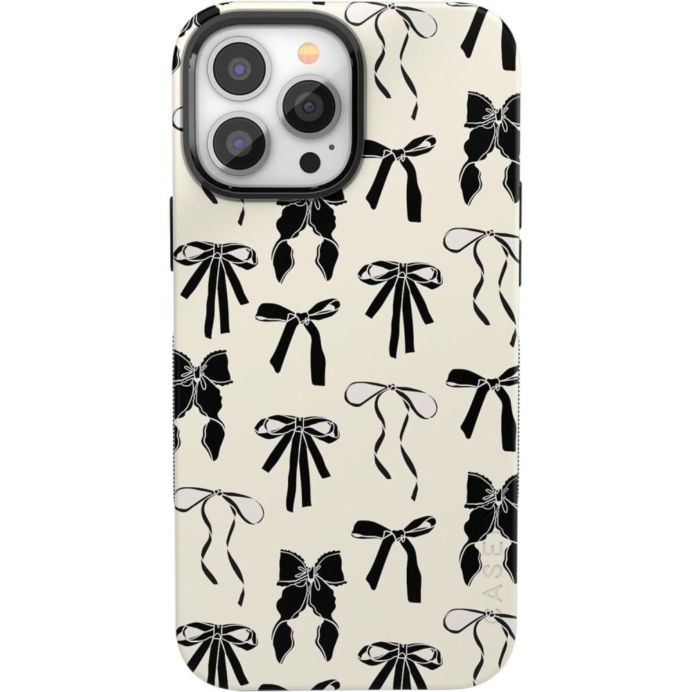 imageCasely iPhone 13 Pro Max Case  Field of Flowers  Pastel Floral  Compatible with MagSafe  Bold Protective DesignBlack Bows Goth Girlie