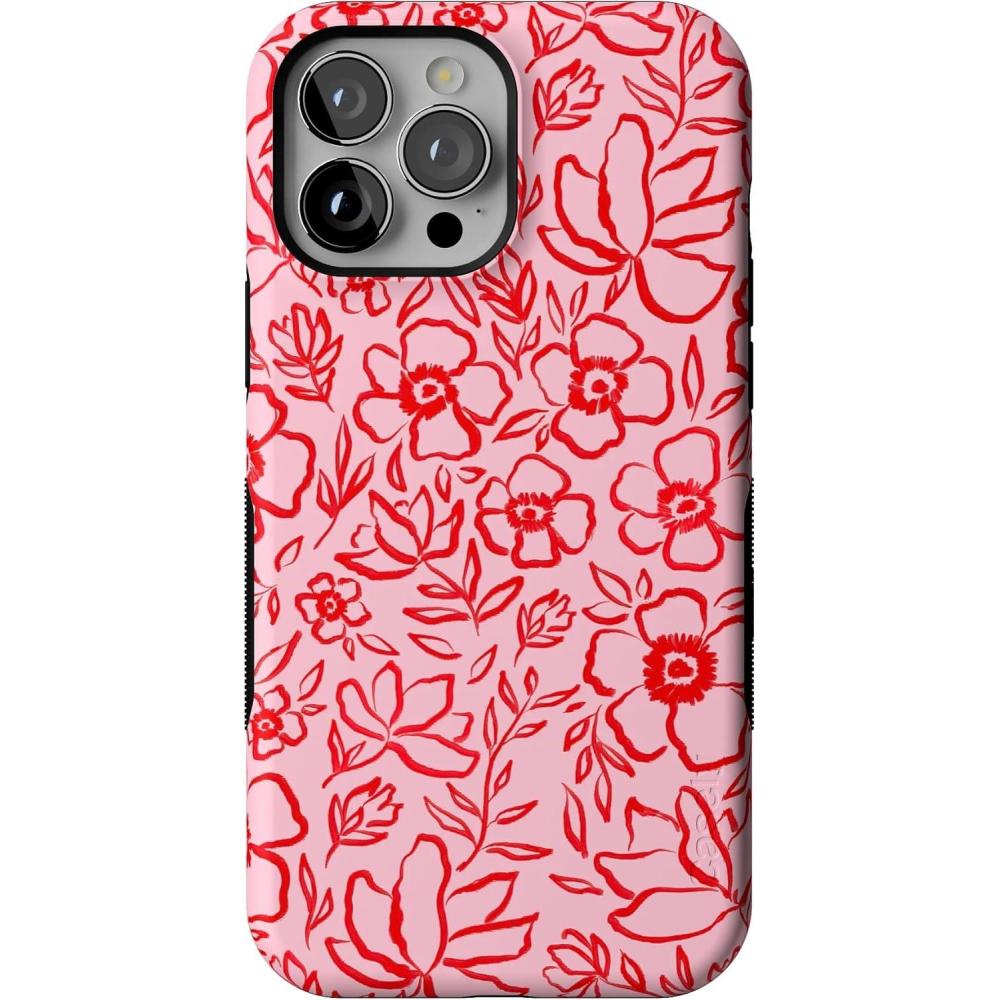imageCasely iPhone 13 Pro Max Case  Field of Flowers  Pastel Floral  Compatible with MagSafe  Bold Protective DesignBlush Garden  Floral Doodle
