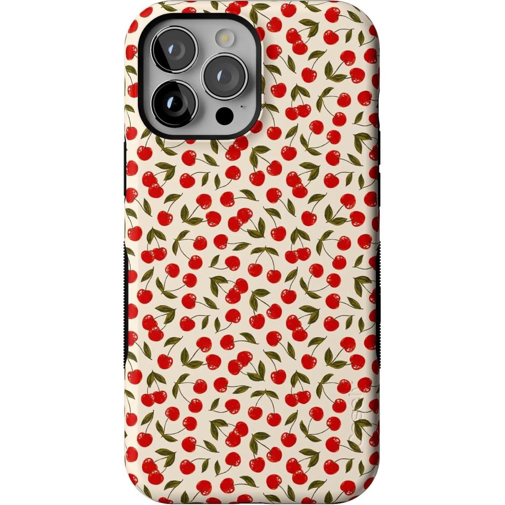 imageCasely iPhone 13 Pro Max Case  Field of Flowers  Pastel Floral  Compatible with MagSafe  Bold Protective DesignCherry on Top  Red Cherries Floral