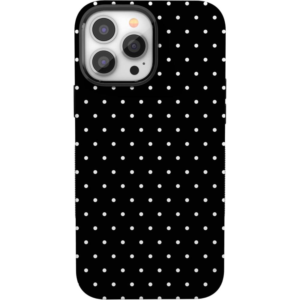 imageCasely iPhone 13 Pro Max Case  Field of Flowers  Pastel Floral  Compatible with MagSafe  Bold Protective DesignOn the Dot  Black Polka Dot