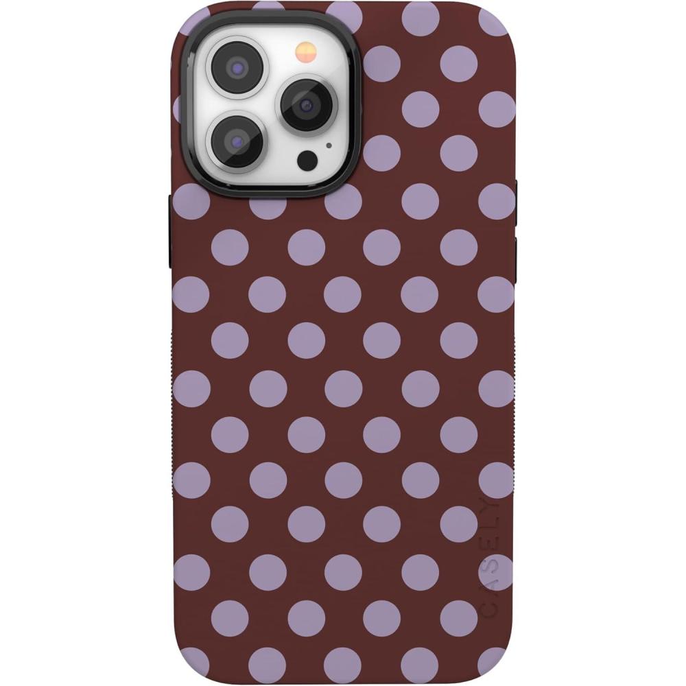 imageCasely iPhone 13 Pro Max Case  Field of Flowers  Pastel Floral  Compatible with MagSafe  Bold Protective DesignSpotted in SoHo  Burgundy Polka Dot