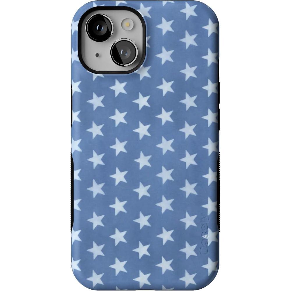imageCasely iPhone 14 Case  Blue Awakening  Van Gogh Almond Blossom  Compatible with MagSafe  Bold Protective DesignCoastal Blues  Denim Stars