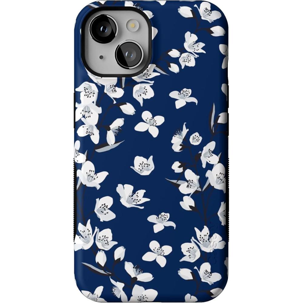 imageCasely iPhone 14 Case  Blue Awakening  Van Gogh Almond Blossom  Compatible with MagSafe  Bold Protective DesignFloral Forest  Navy Cherry Blossom