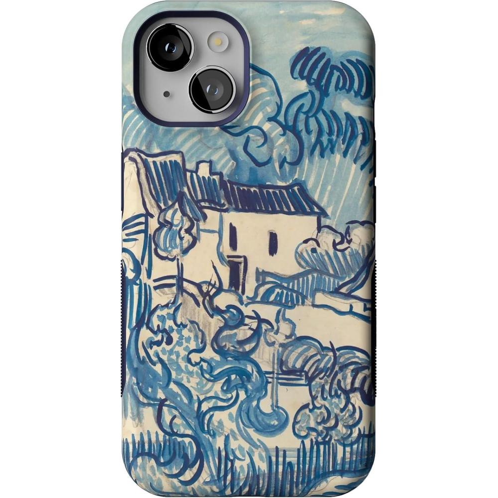 imageCasely iPhone 14 Case  Blue Awakening  Van Gogh Almond Blossom  Compatible with MagSafe  Bold Protective DesignVan Gogh  Landscape With Houses Phone