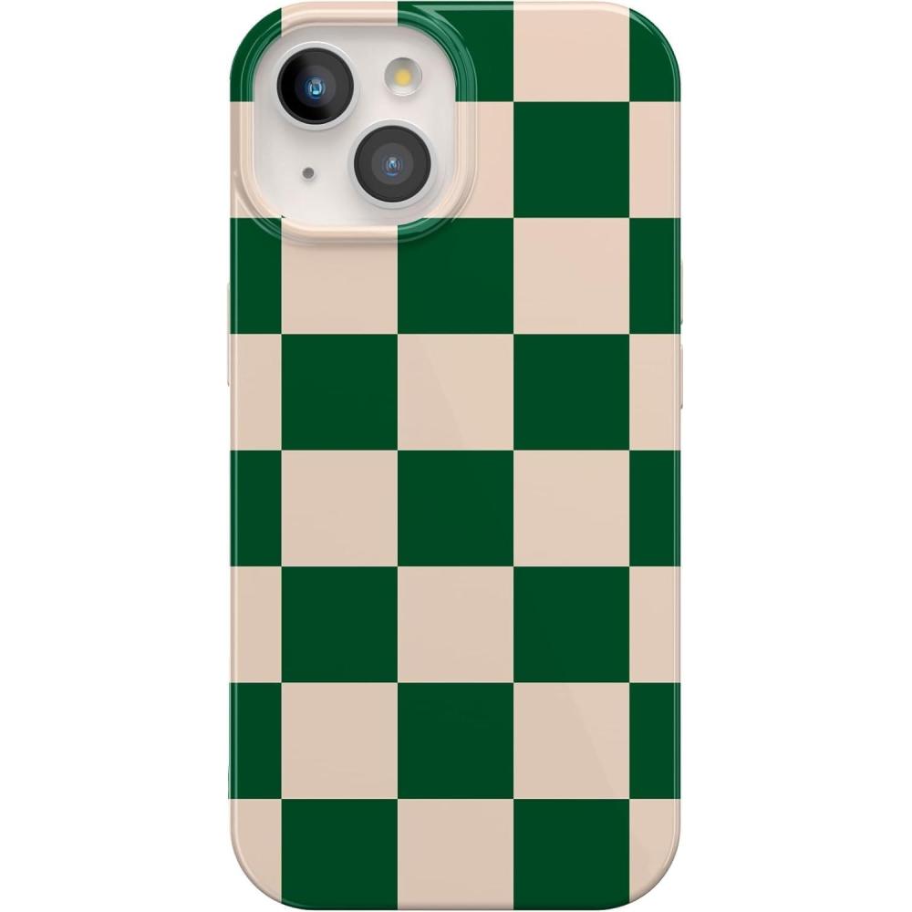 imageCasely iPhone 14 Case  Hibiscus Blooms  Hawaiian Floral  Compatible with MagSafe  Classic Ultra Slim DesignFit Check  Green Checkerboard