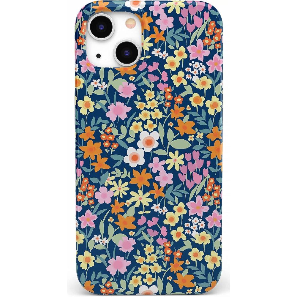 imageCasely iPhone 14 Case  Hibiscus Blooms  Hawaiian Floral  Compatible with MagSafe  Classic Ultra Slim DesignFull Bloom  Navy Floral