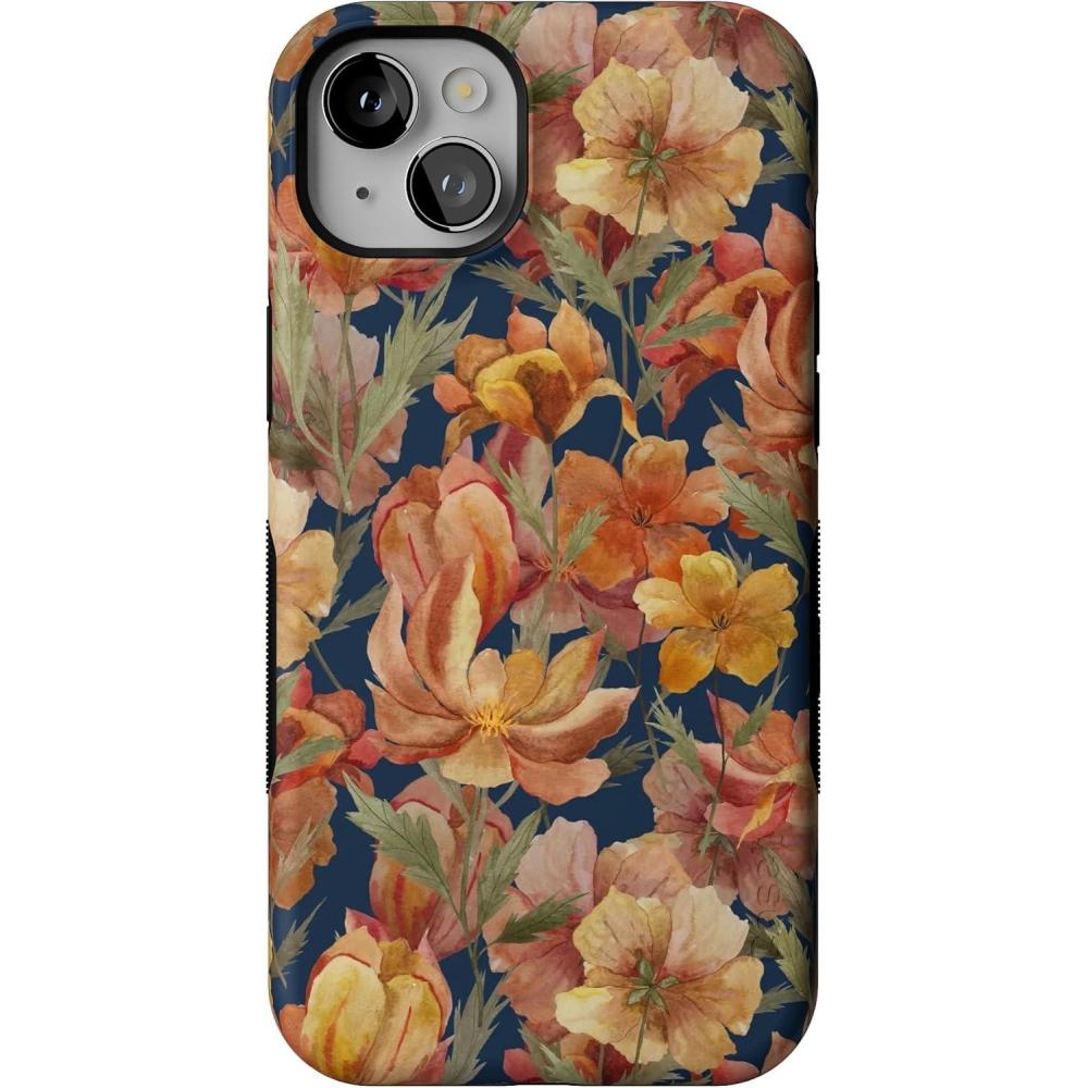 imageCasely iPhone 14 Plus Case  Fallen Gold  Antique Floral  Compatible with MagSafe  Bold Protective Design