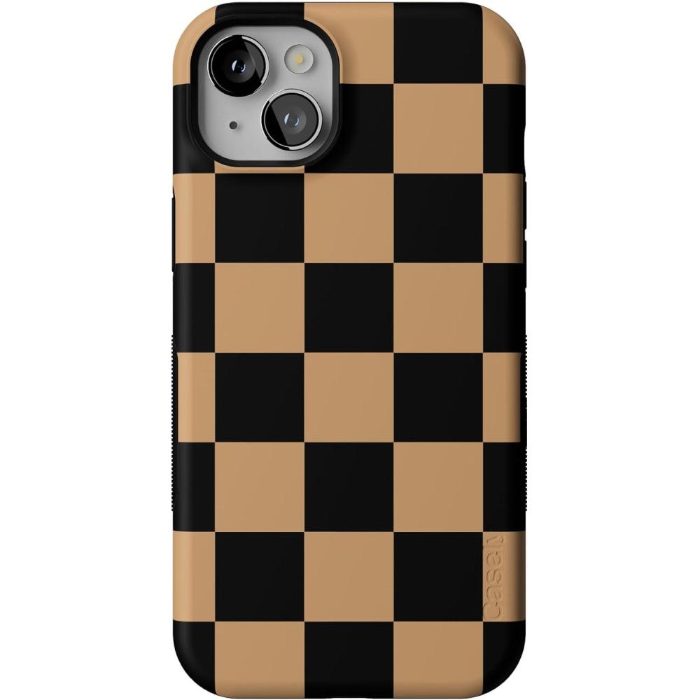 imageCasely iPhone 14 Plus Case  Fit Check  Black amp Brown Checkerboard  Compatible with MagSafe  Bold Protective Design