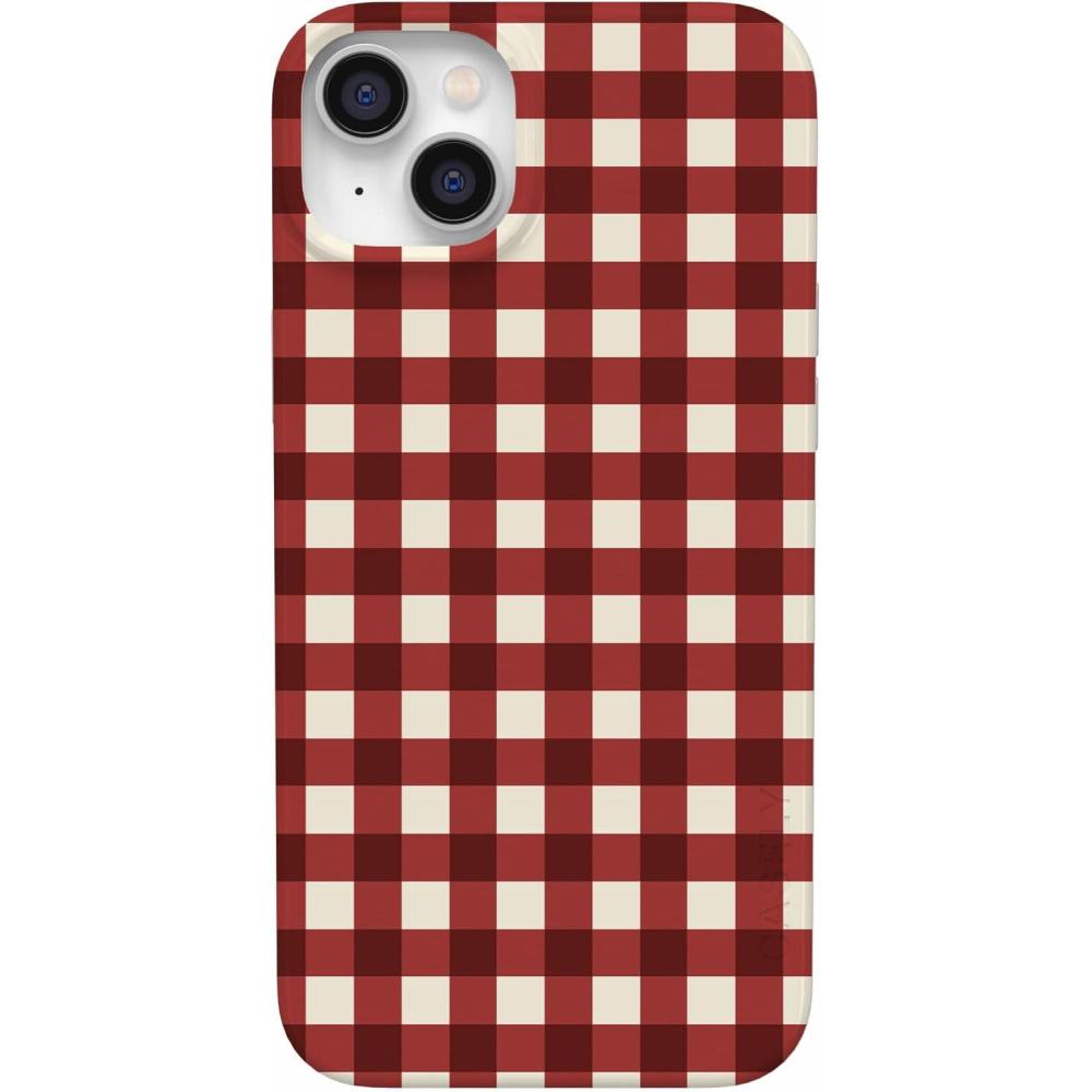 imageCasely iPhone 14 Plus Case  Palermo  Dippin Daisys Italian Coast  Compatible with MagSafeChecked Twice  Red Plaid