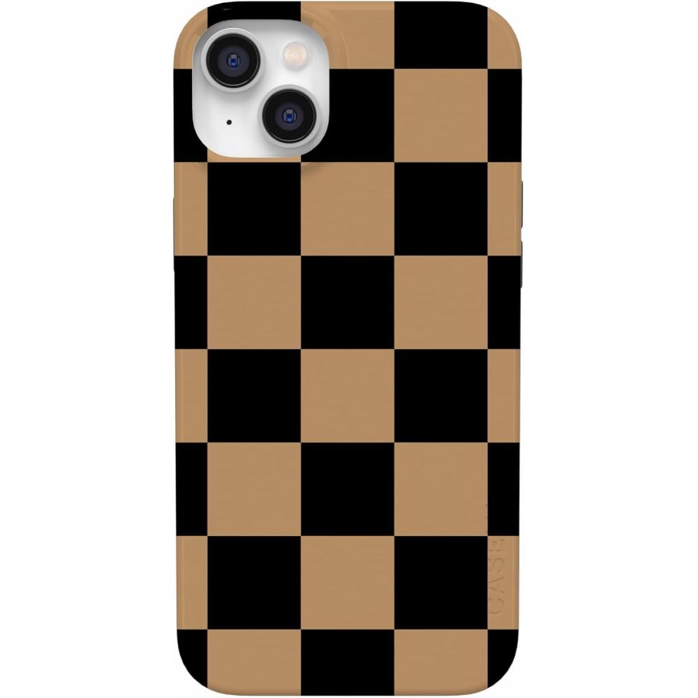 imageCasely iPhone 14 Plus Case  Palermo  Dippin Daisys Italian Coast  Compatible with MagSafeFit Check  Black  Brown Checkerboard
