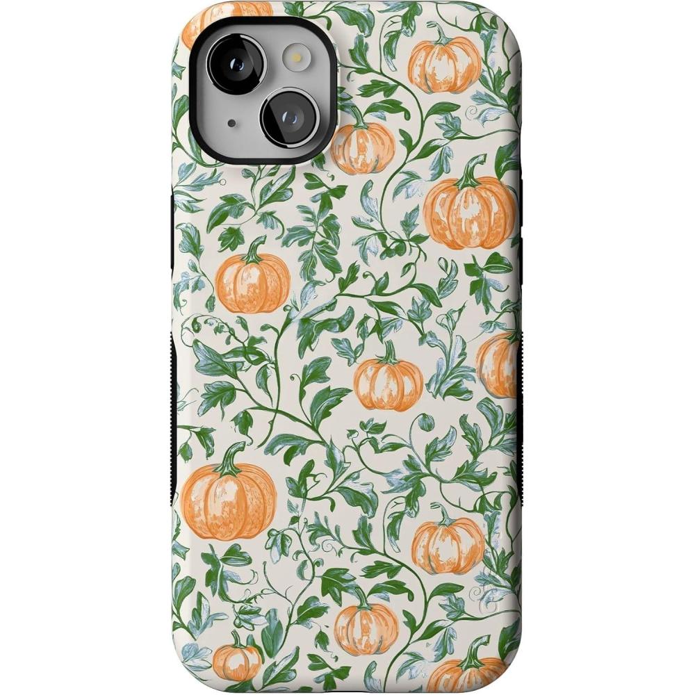 imageCasely iPhone 14 Plus Case  Pumpkin Patch  Green Vines  Compatible with MagSafe  Bold Protective Design