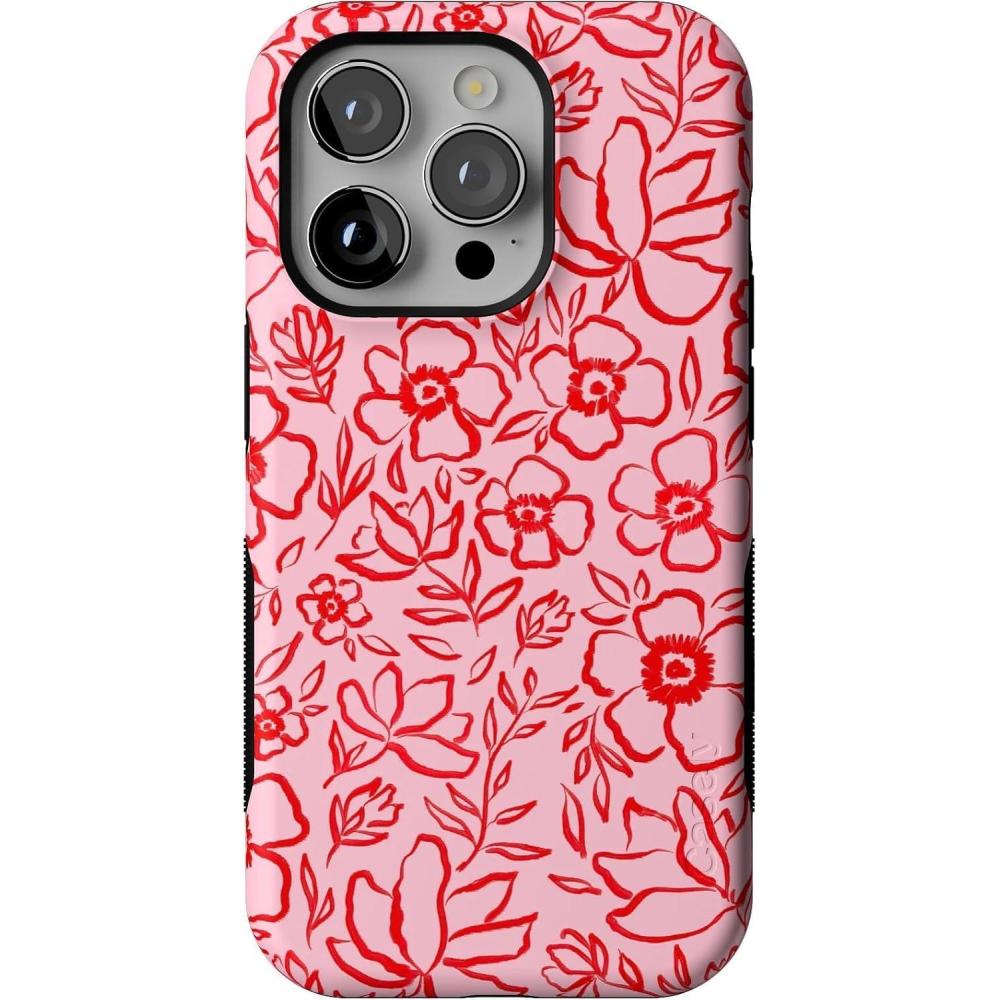 imageCasely iPhone 14 Pro Case  Opposites Attract  Day amp Night Mountains  Compatible with MagSafe  Bold Protective DesignBlush Garden  Floral Doodle