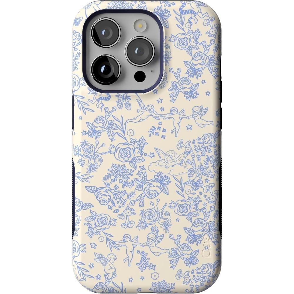 imageCasely iPhone 14 Pro Case  Opposites Attract  Day amp Night Mountains  Compatible with MagSafe  Bold Protective DesignCupids Canvas  Periwinkle Floral