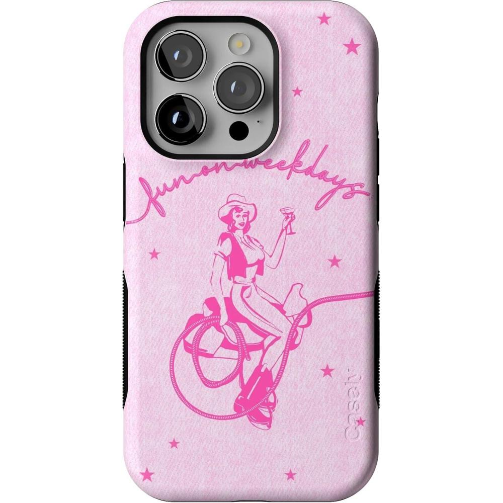 imageCasely iPhone 14 Pro Case  Opposites Attract  Day amp Night Mountains  Compatible with MagSafe  Bold Protective DesignDenim Cowgirl  Fun on Weekdays