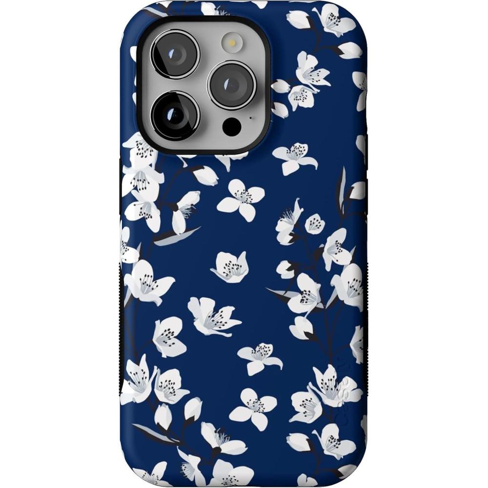 imageCasely iPhone 14 Pro Case  Opposites Attract  Day amp Night Mountains  Compatible with MagSafe  Bold Protective DesignFloral Forest  Navy Cherry Blossom