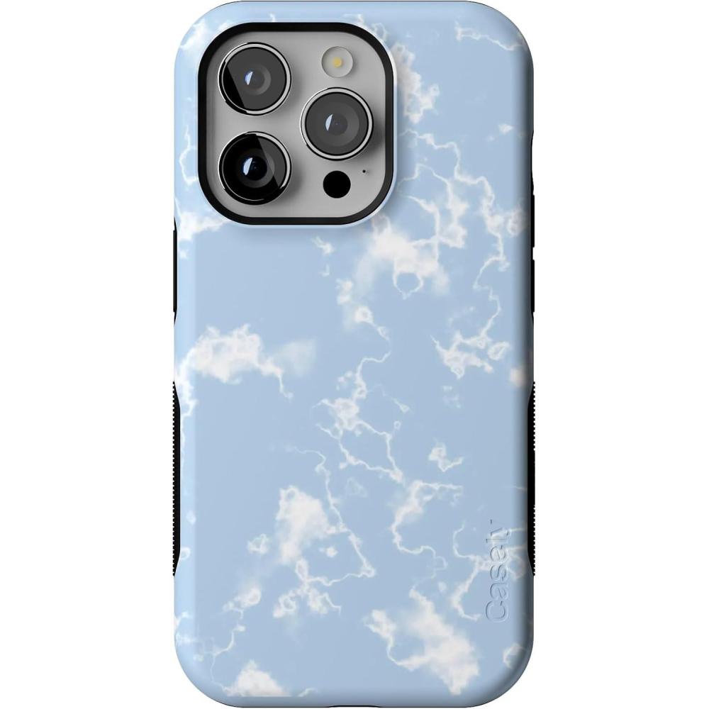 imageCasely iPhone 14 Pro Case  Opposites Attract  Day amp Night Mountains  Compatible with MagSafe  Bold Protective DesignLight Blue Skies  Marble Clouds