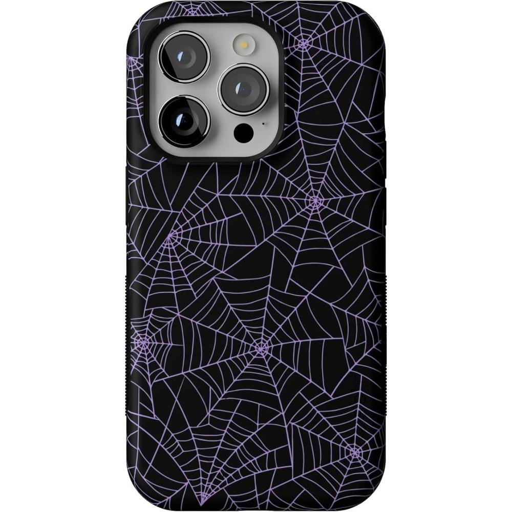 imageCasely iPhone 14 Pro Case  Opposites Attract  Day amp Night Mountains  Compatible with MagSafe  Bold Protective DesignMidnight Web  Spider Web