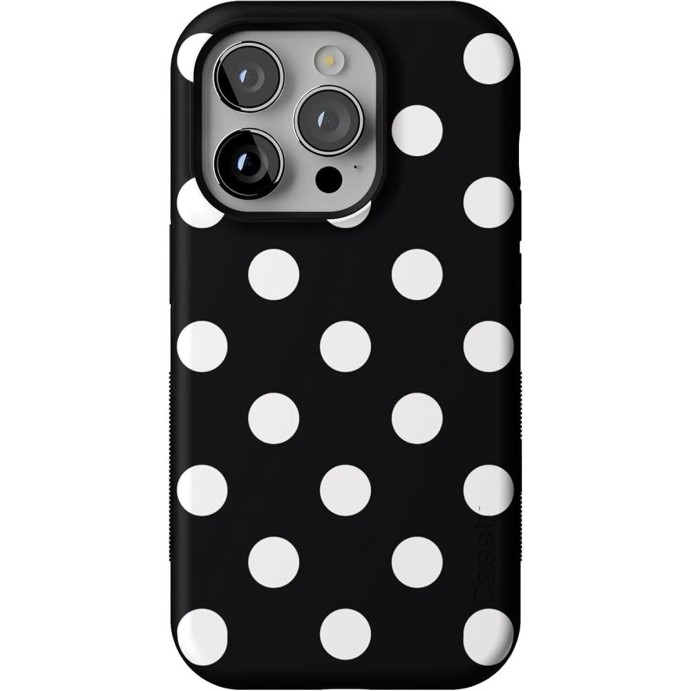 imageCasely iPhone 14 Pro Case  Opposites Attract  Day amp Night Mountains  Compatible with MagSafe  Bold Protective DesignPolka Dots  High Contrast Design