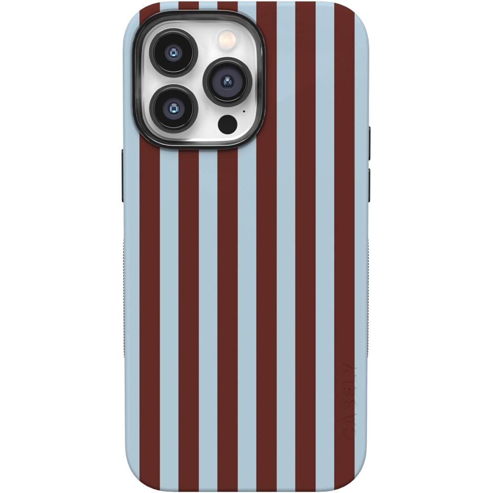 imageCasely iPhone 14 Pro Case  Opposites Attract  Day amp Night Mountains  Compatible with MagSafe  Bold Protective DesignSunday in Brooklyn  Chocolate Stripes