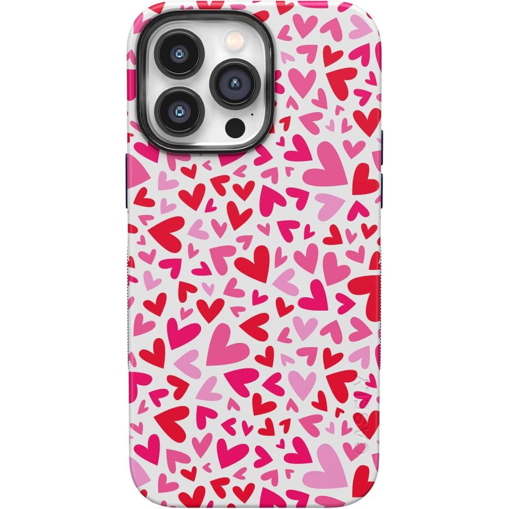 imageCasely iPhone 14 Pro Case  Opposites Attract  Day amp Night Mountains  Compatible with MagSafe  Bold Protective DesignXOXO  Pink Candy Hearts