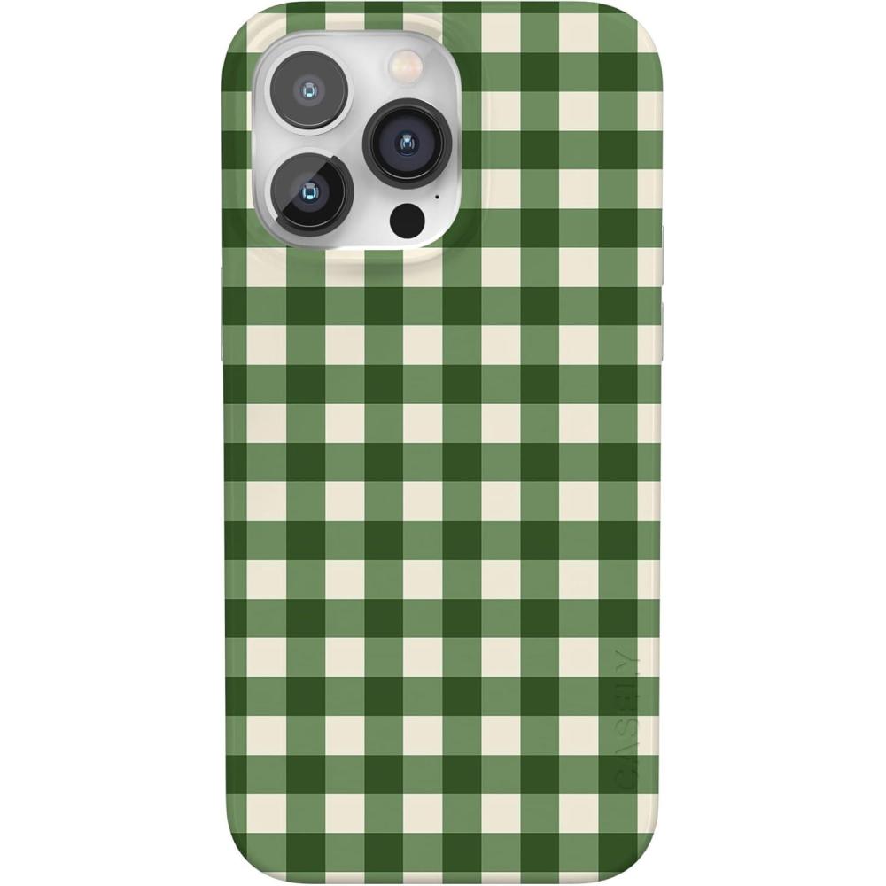 imageCasely iPhone 14 Pro Case  Sage Garden  Green Floral  Compatible with MagSafe  Classic UltraSlim Case DesignChecked Twice  Green Plaid