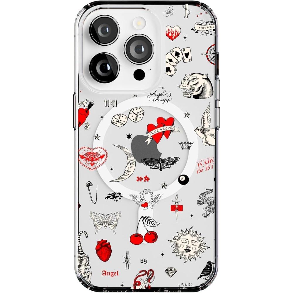 imageCasely iPhone 14 Pro Case  Sage Garden  Green Floral  Compatible with MagSafe  Classic UltraSlim Case DesignNot a Phase  Clear Flash Tattoo