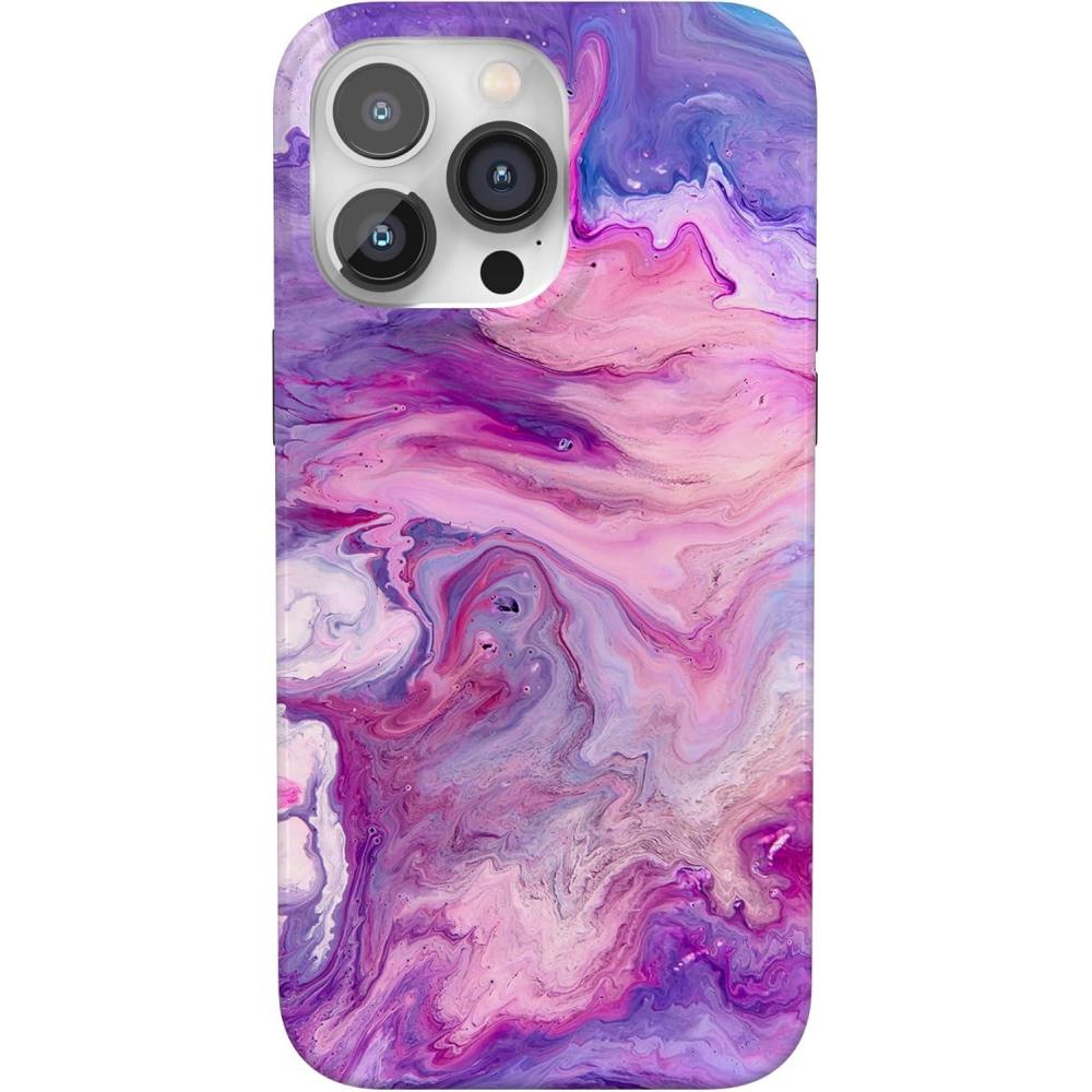 imageCasely iPhone 14 Pro Case  Sage Garden  Green Floral  Compatible with MagSafe  Classic UltraSlim Case DesignTie Dying Over You  Purple Marble