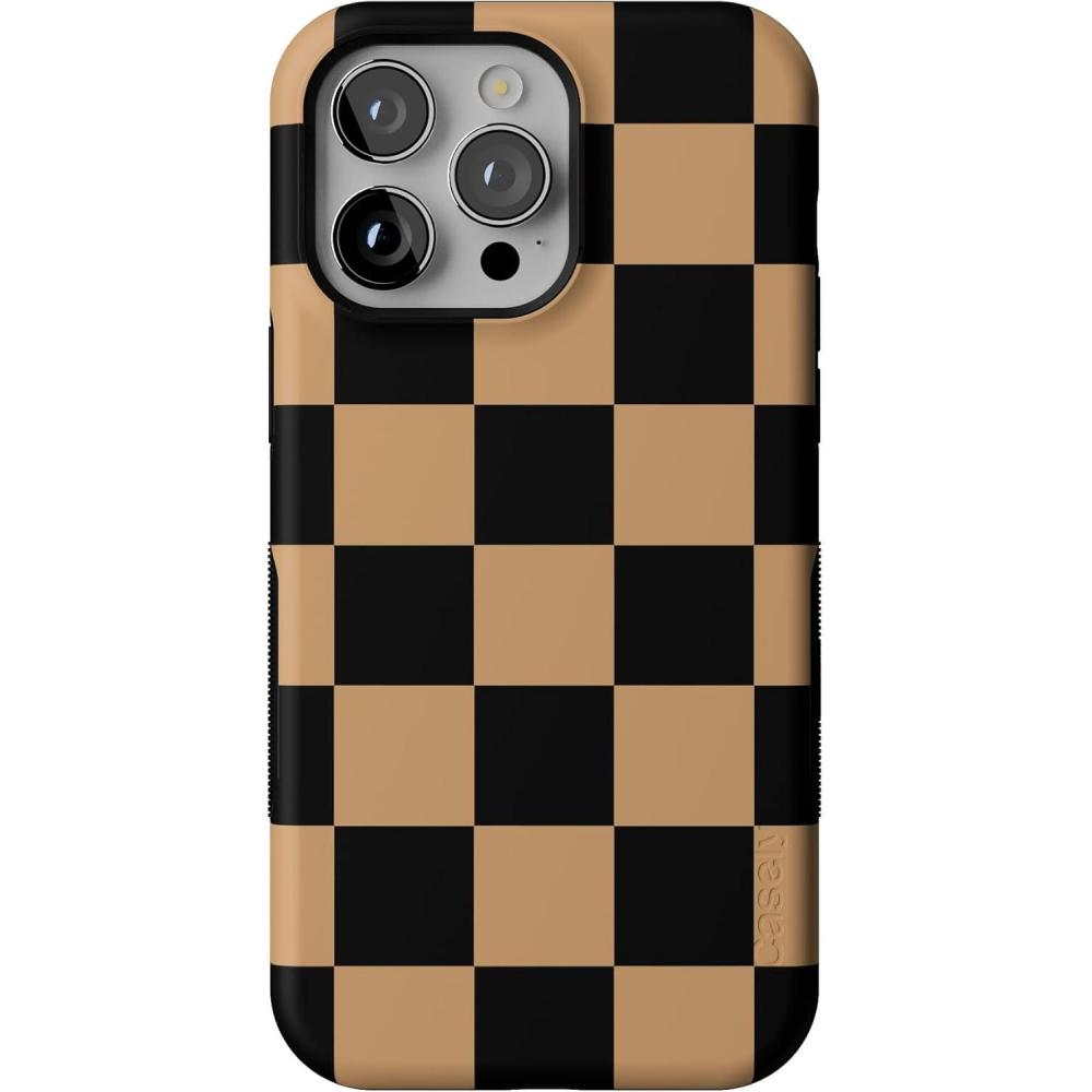 imageCasely iPhone 14 Pro Max Case  Fit Check  Black amp Brown Checkerboard  Compatible with MagSafe  Bold Protective Design