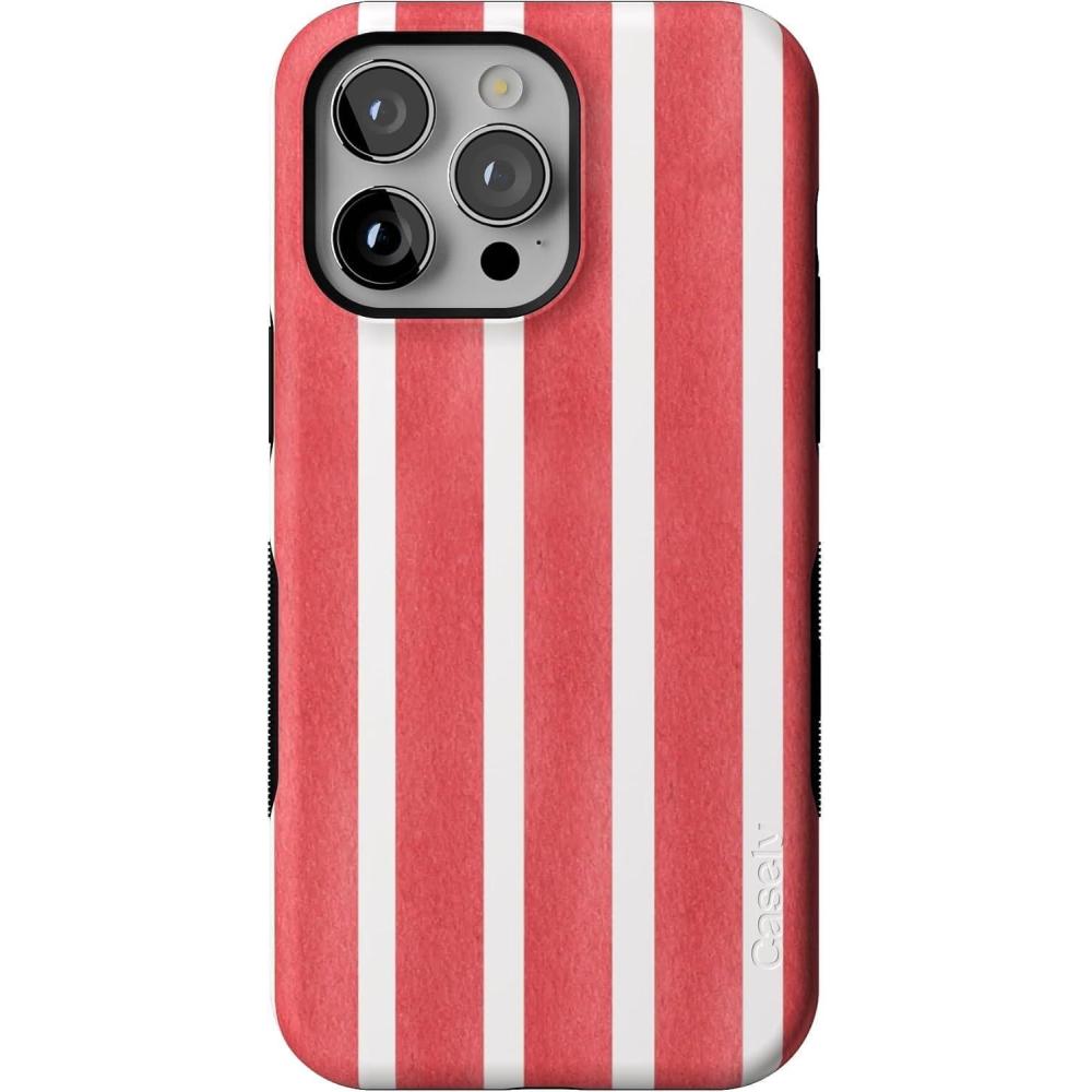 imageCasely iPhone 14 Pro Max Case  Nantucket Cottage  Blue Hydrangea  Compatible with MagSafe  Bold Protective DesignEast Coast Summer  Red Stripes