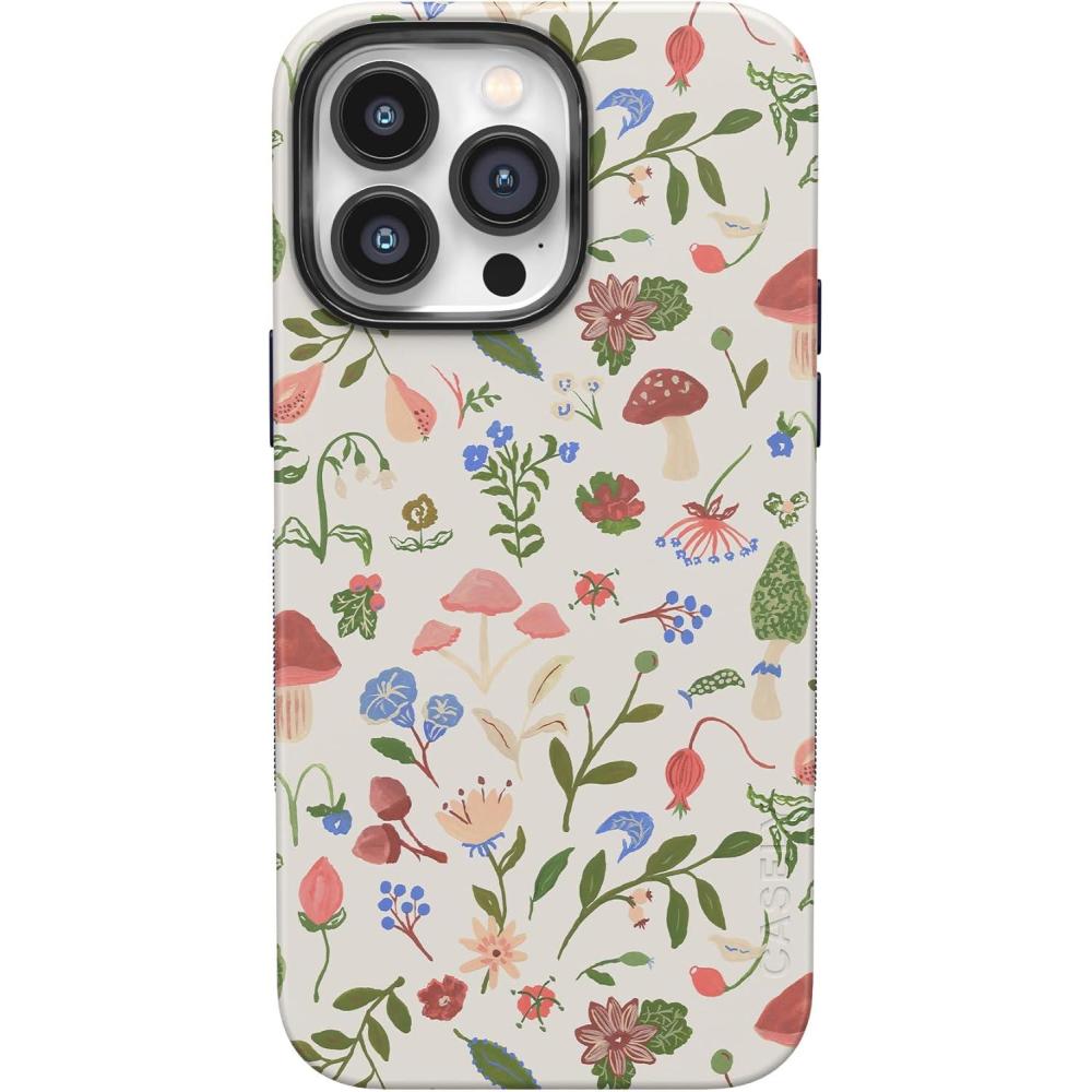imageCasely iPhone 14 Pro Max Case  Nantucket Cottage  Blue Hydrangea  Compatible with MagSafe  Bold Protective DesignGarden Party  Mushroom Floral