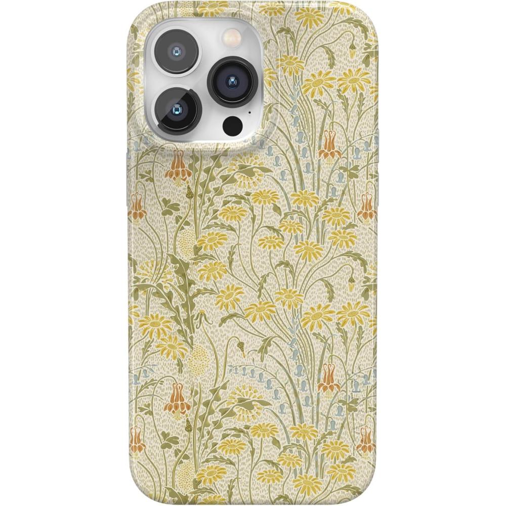 imageCasely iPhone 14 Pro Max Case  Not a Phase  Clear Flash Tattoo  Compatible with MagSafe  Classic Ultra Slim DesignBoho Blooms  Golden Floral
