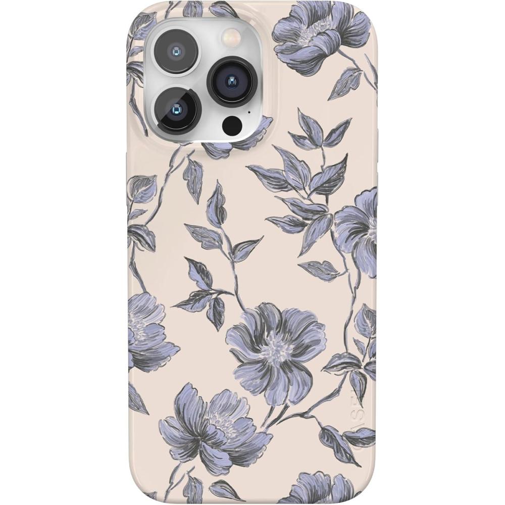 imageCasely iPhone 14 Pro Max Case  Not a Phase  Clear Flash Tattoo  Compatible with MagSafe  Classic Ultra Slim DesignInk  Iris  Vintage Floral