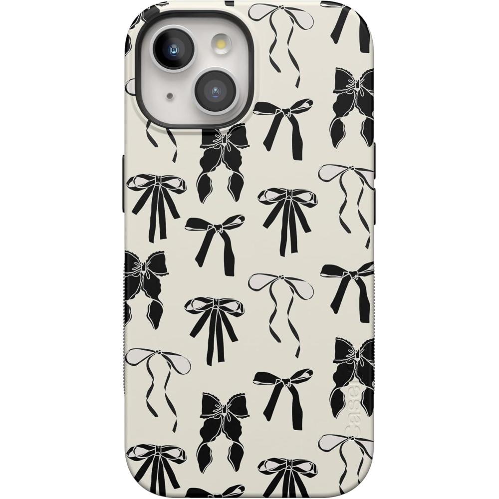 imageCasely iPhone 15 Case  Be Mine  Tiny Hearts  Bold Protective Design  Compatible with MagSafeBlack Bows Coquette  Goth Girlie