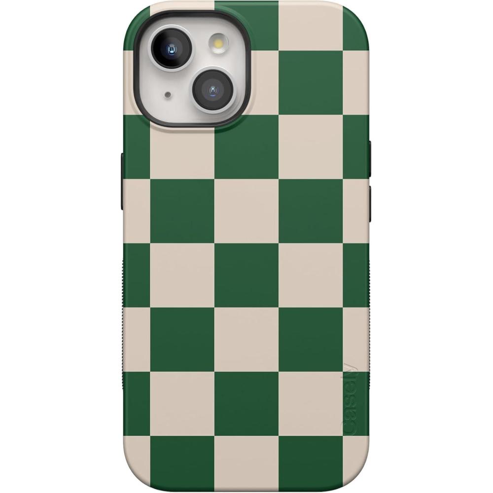 imageCasely iPhone 15 Case  Be Mine  Tiny Hearts  Bold Protective Design  Compatible with MagSafeFit Check  Green Checker